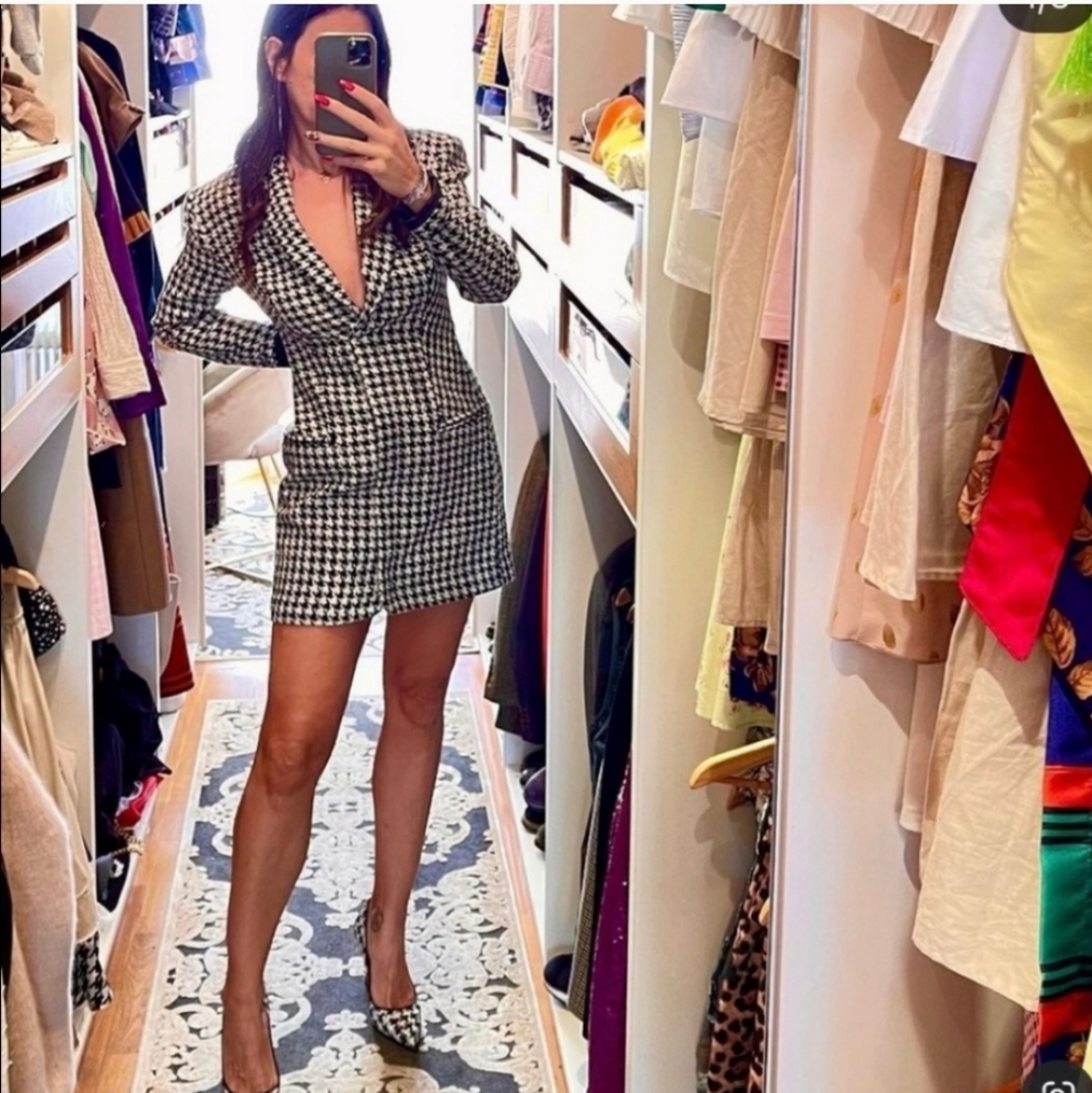 Zara* Houndstooth blazer dress with shoulder pads - Picture 3 of 16